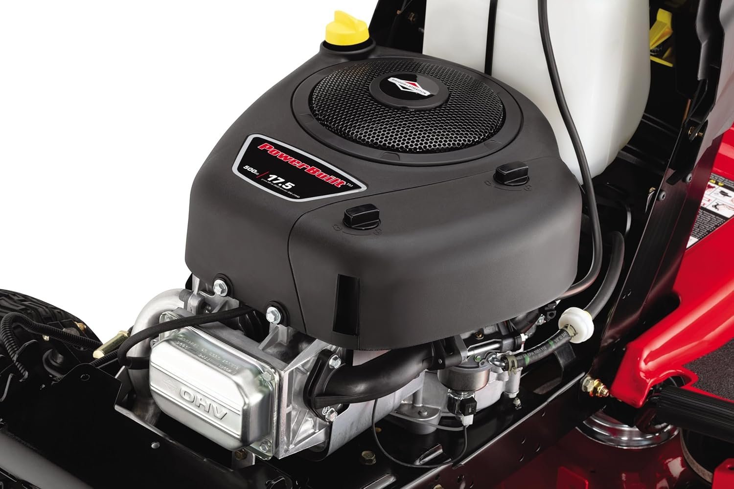 Pillowle CRAFTSMAN gas riding lawn mower with 42-inch deck and gear drive, shown with cutting blades and control panel.