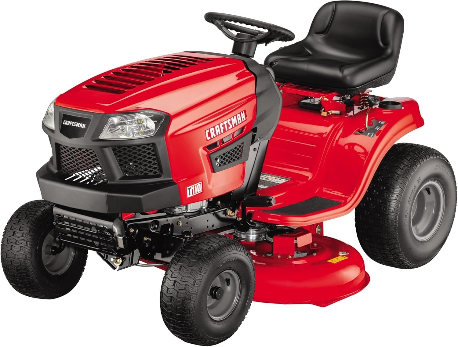 Pillowle Craftsman gas riding lawn mower with 42-inch cutting deck and gear drive, shown outdoors on grass.