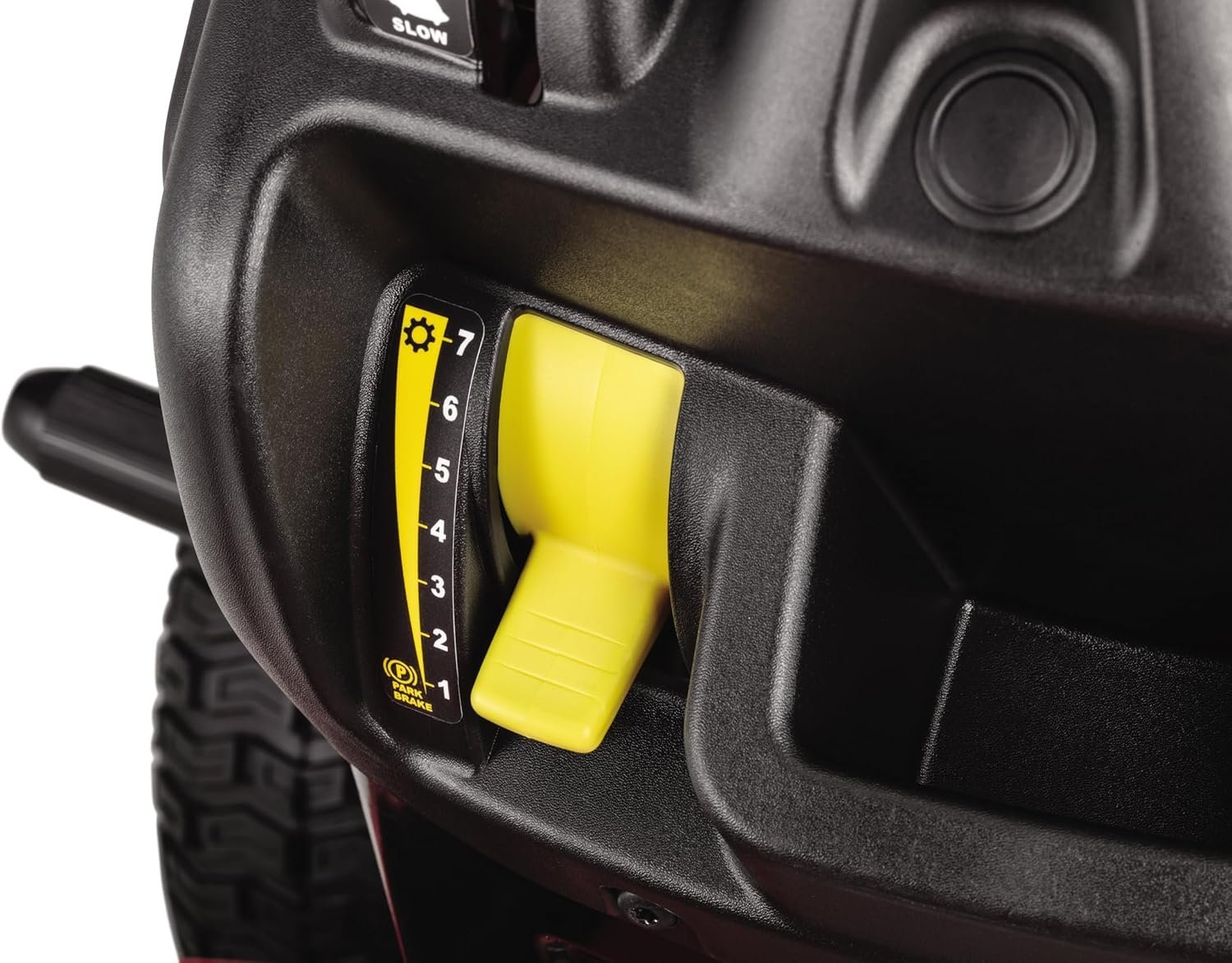 Craftsman gas riding lawn mower with a 42-inch deck and gear drive, featuring a comfortable seat and control panel.