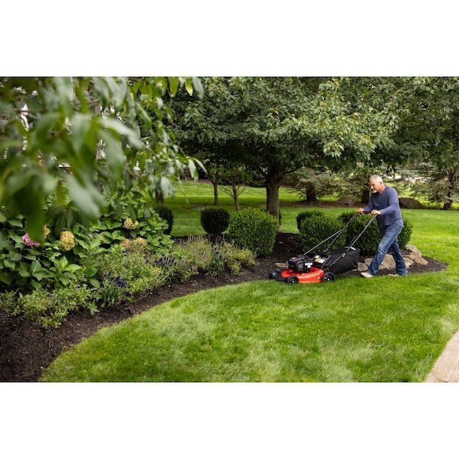 Pillowle Craftsman M110 gas push lawn mower with a 21-inch deck and 140cc engine, shown outdoors on a grassy lawn.