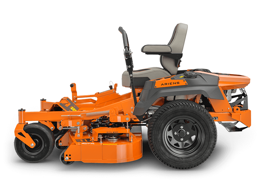 Ariens APEX Zero-Turn Lawn Mower with 52-inch deck and Kawasaki engine, featuring black and red design and ergonomic controls.