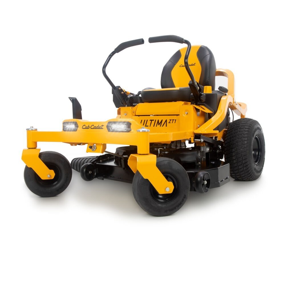 Pillowle Cub Cadet Ultima ZT1 42 Fab zero-turn riding mower with a wide cutting deck and comfortable seat for efficient lawn care.