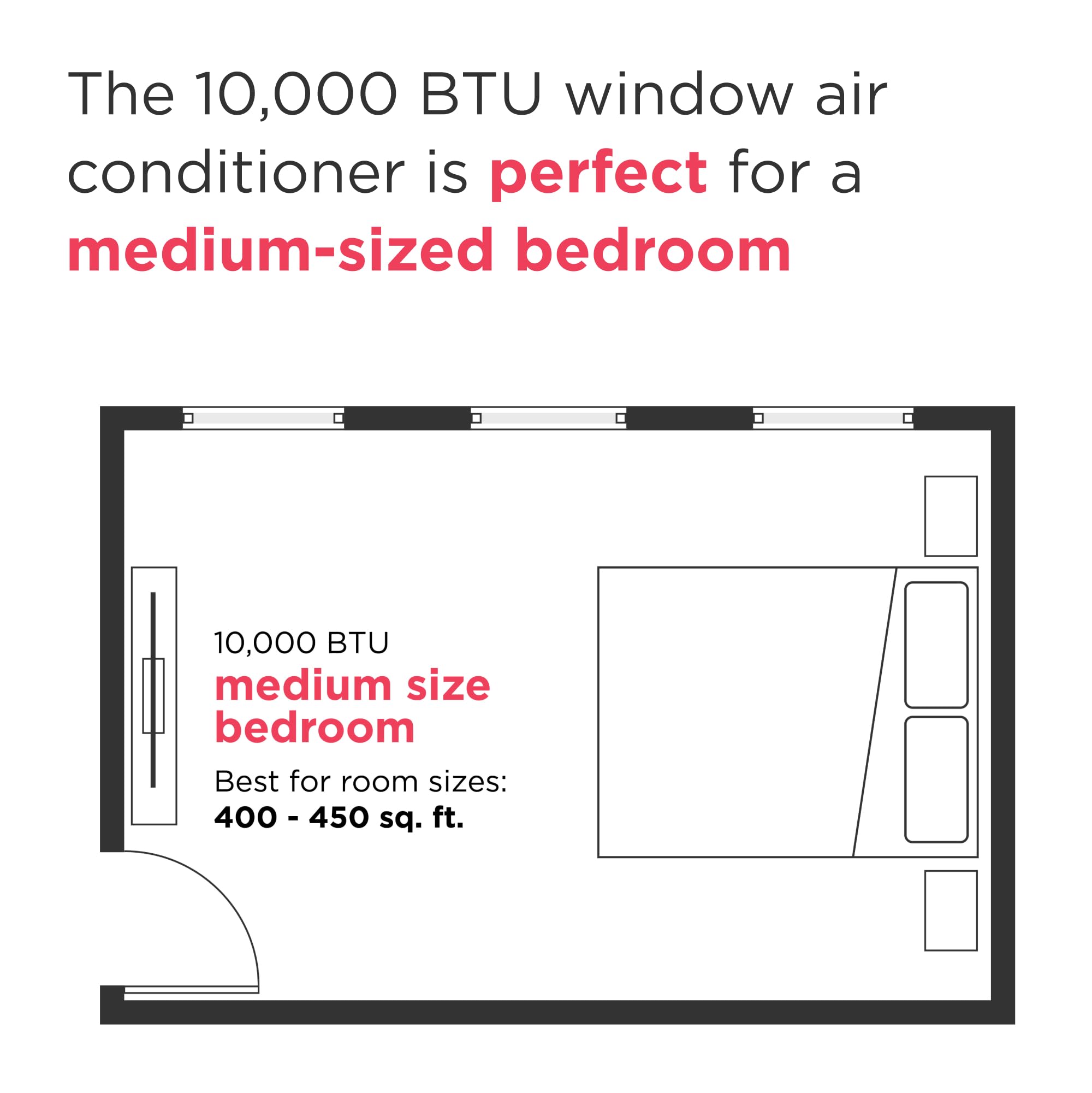 Pillowle 10,000 BTU smart window air conditioner with remote, Wi-Fi control, quiet operation, cooling up to 450 sq ft.
