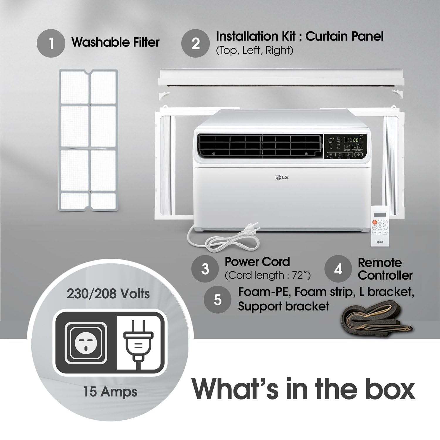LG 14,000 BTU DUAL Inverter Smart Window Air Conditioner, 115V, Cools 800 Sq. Ft. for Bedroom, Living Room