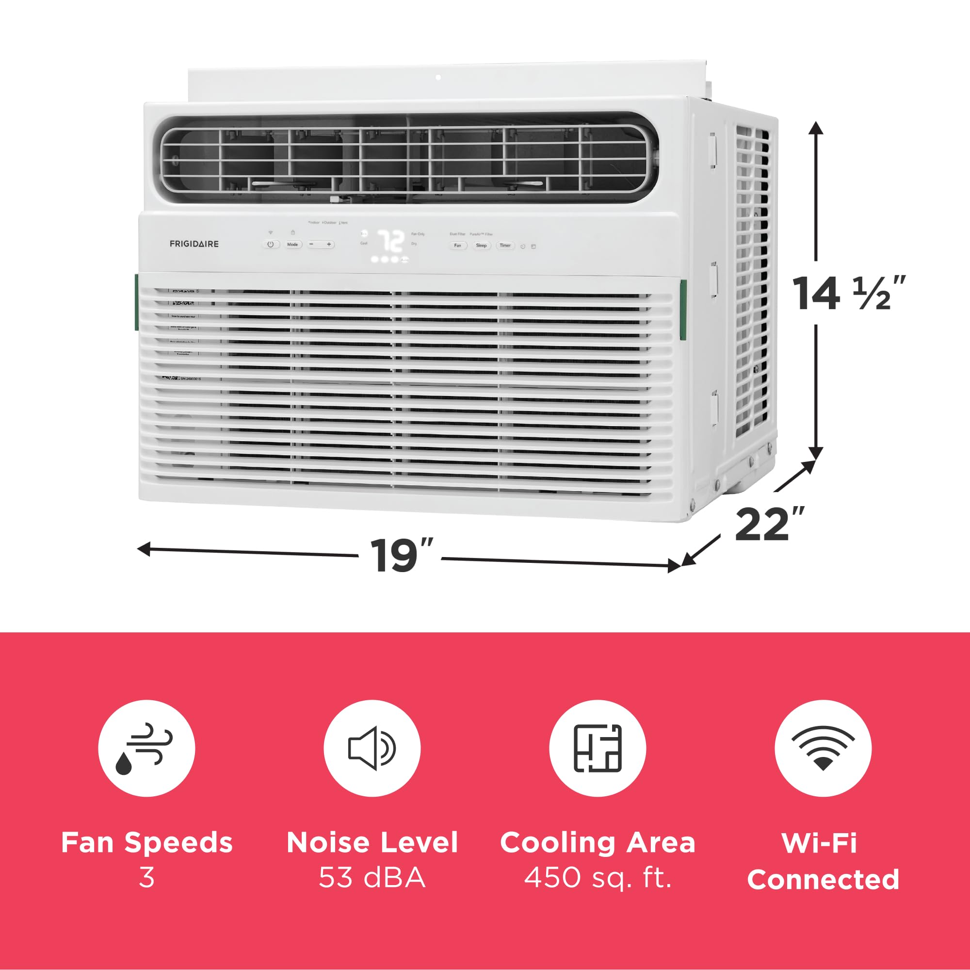 Pillowle 10,000 BTU smart window air conditioner with Wi-Fi, remote, quiet operation, cooling up to 450 sq ft.