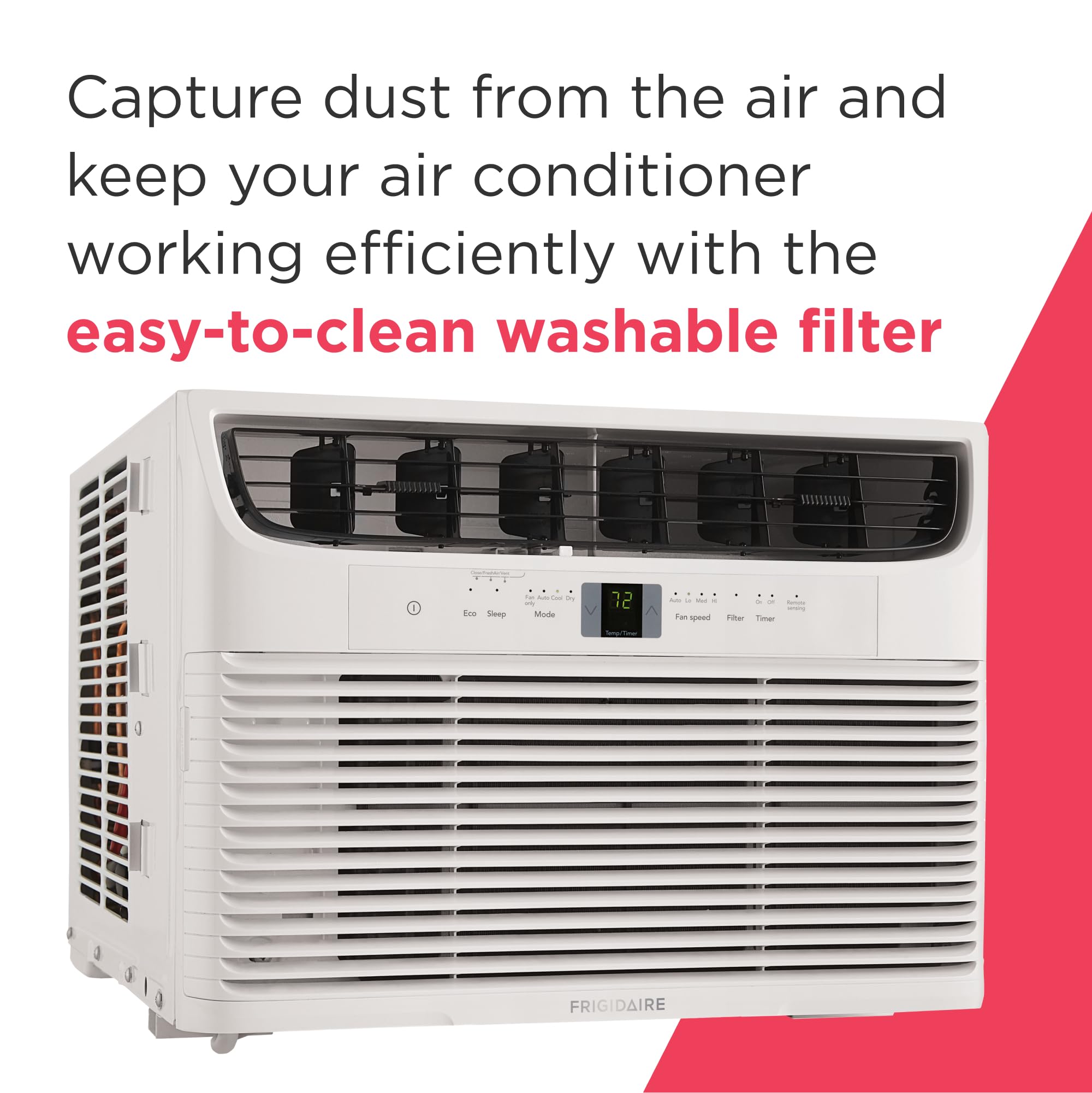 Pillowle 12,000 BTU window air conditioner with remote, quiet operation, eco mode, cooling up to 550 sq ft, in white.