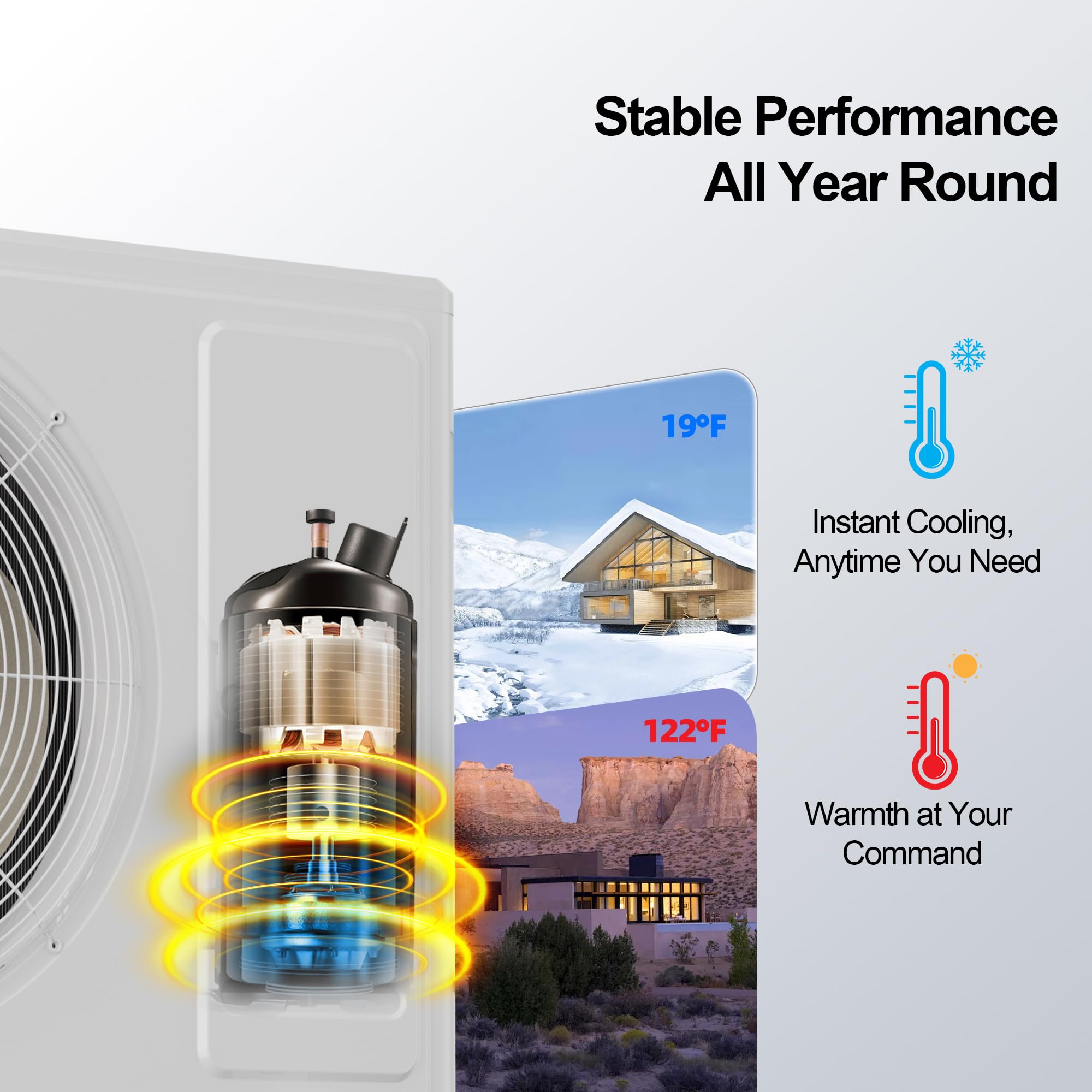 Pillowle 9000 BTU mini split AC and heat pump with ductless inverter system and 19 SEER2 energy efficiency, wall-mounted unit