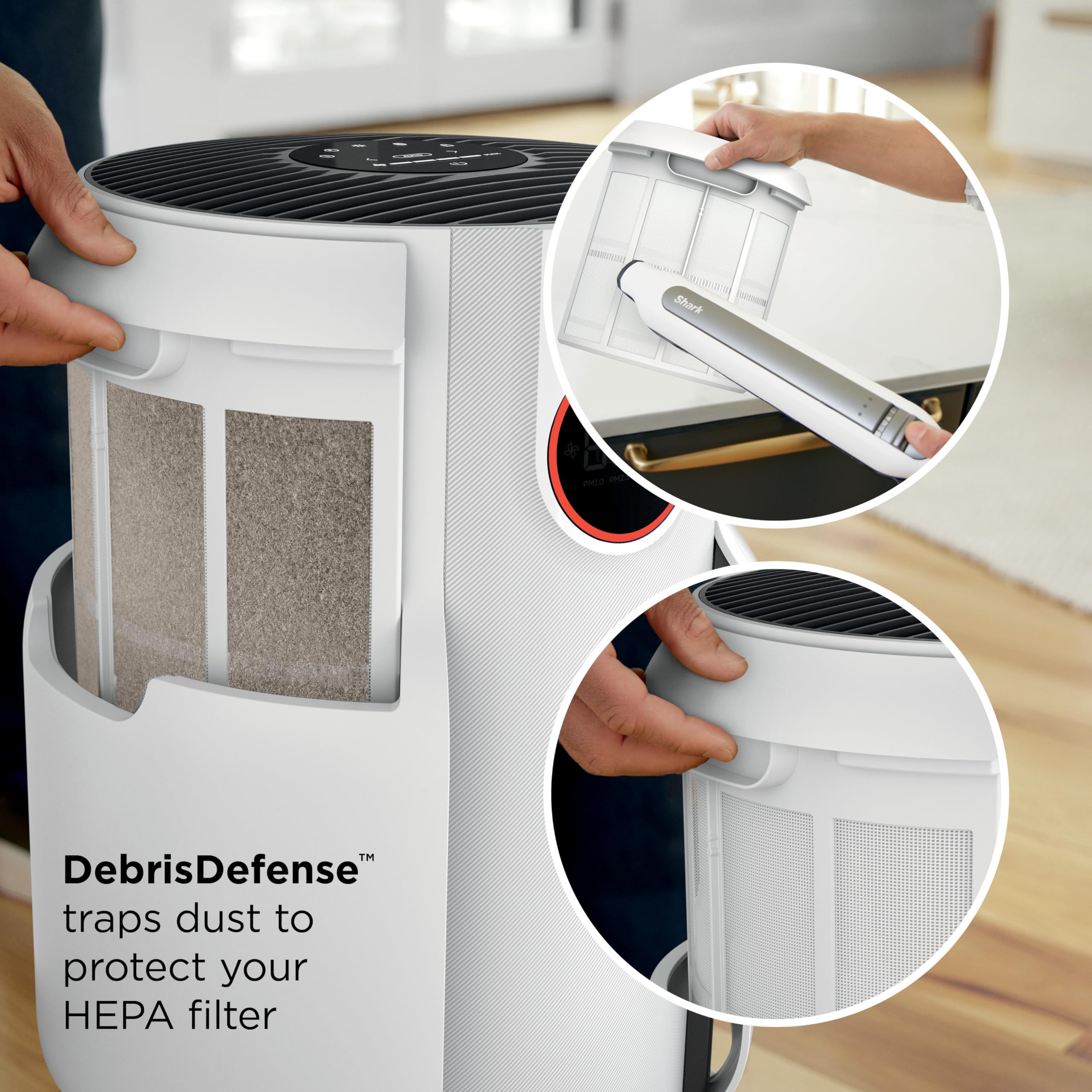 Pillowle NeverChange Air Purifier Max HP302 in dove color with odor neutralizer, compact device for clean indoor air.