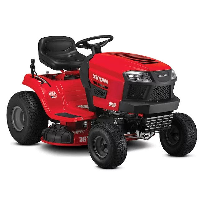 Pillowle CRAFTSMAN T100 riding lawn mower with 11.5 HP engine, featuring a wide cutting deck and comfortable seat.