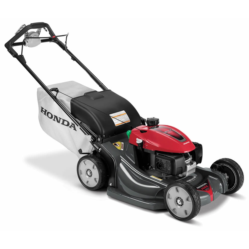 Honda HR Series 21-inch gas lawn mower with a sturdy deck, featuring a comfortable handle and cutting blades for yard maintenance.
