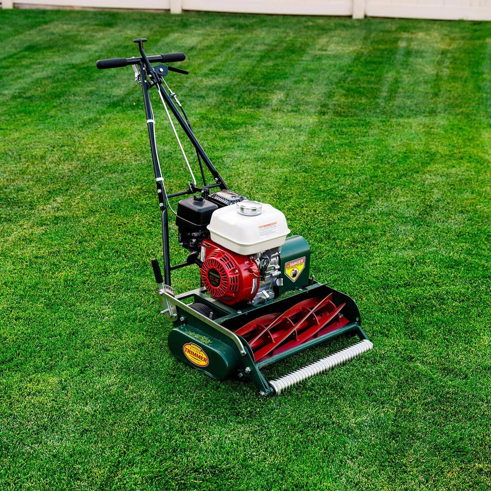 Pillowle Classic Standard 20-inch gas walk-behind lawn mower with 7 blades on a grassy yard.