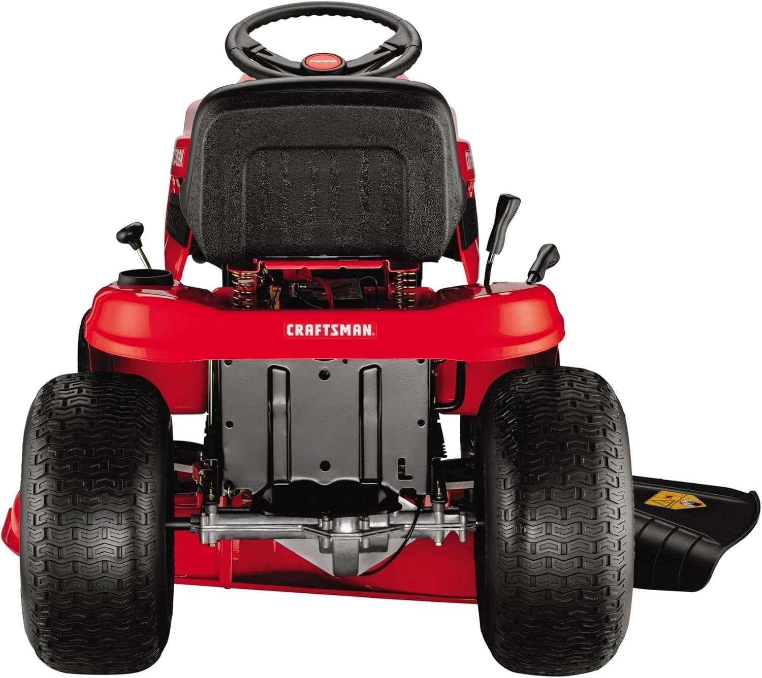 Pillowle Craftsman gas riding lawn mower with a 42-inch deck and gear drive, shown on a grassy lawn.
