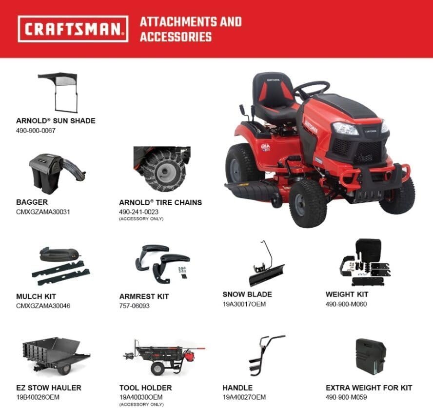Pillowle Craftsman T2200K riding lawn mower with a 42-inch deck and 20 HP hydrostatic engine, shown on a lawn.