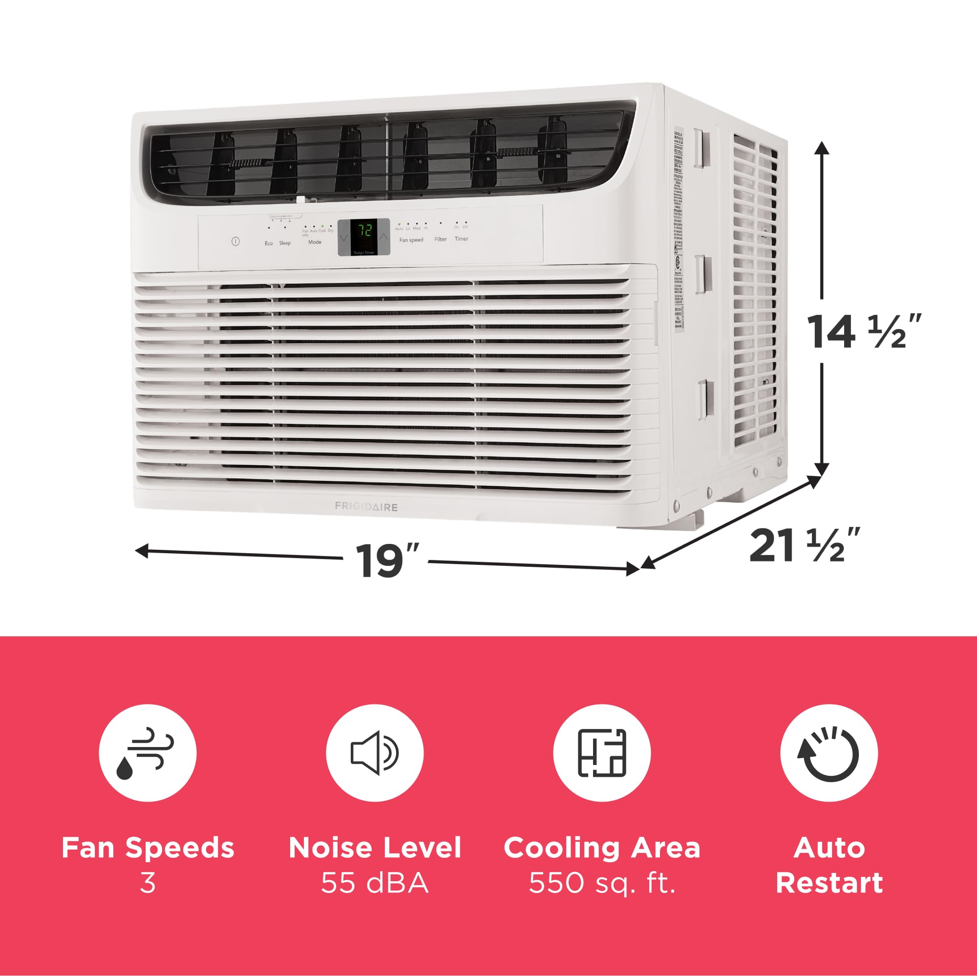 Pillowle 12,000 BTU window air conditioner with remote control, cooling up to 550 sq. ft., quiet and eco mode operation