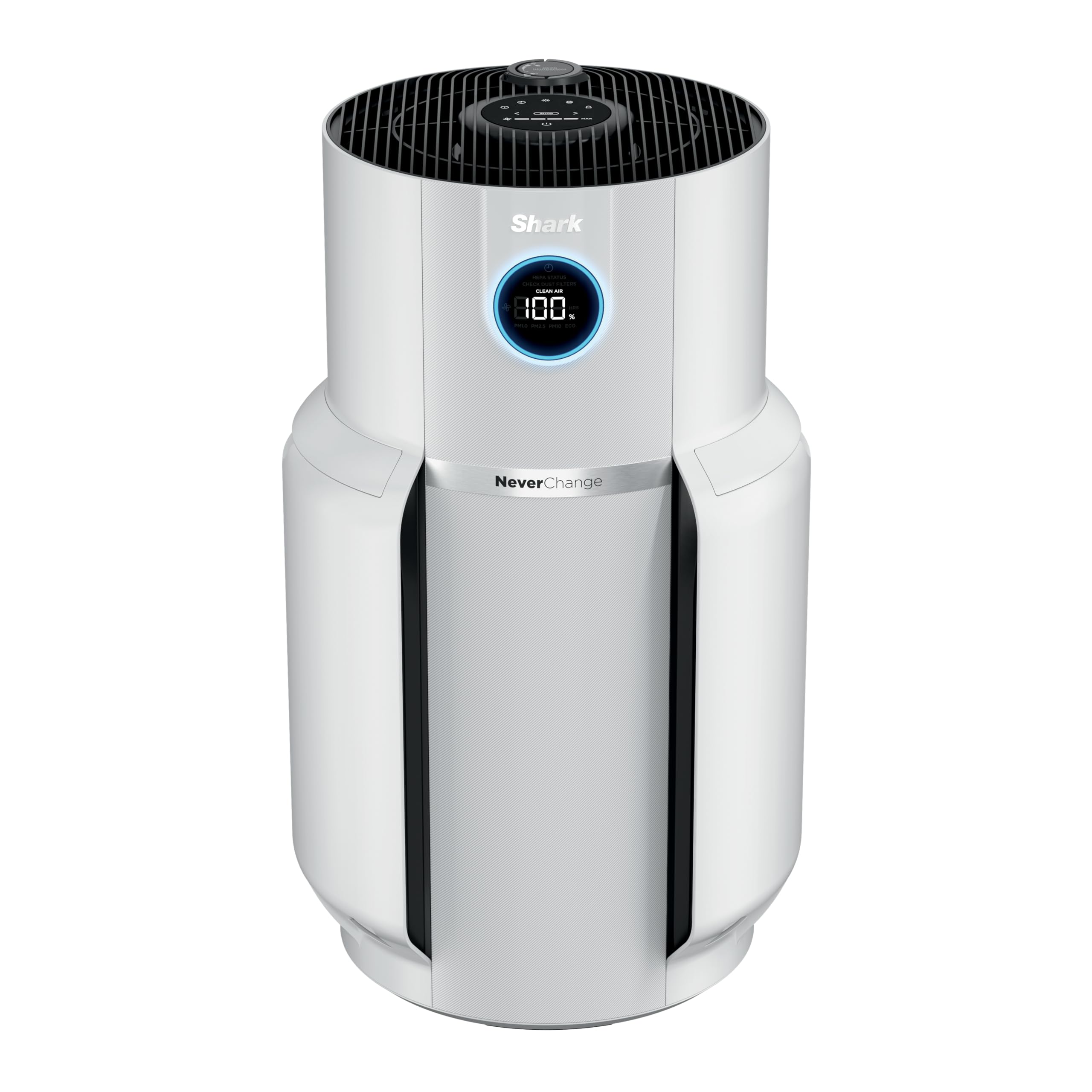 Pillowle NeverChange Air Purifier Max HP302 in dove color with odor neutralizer, compact home air purifier on a modern living room surface.