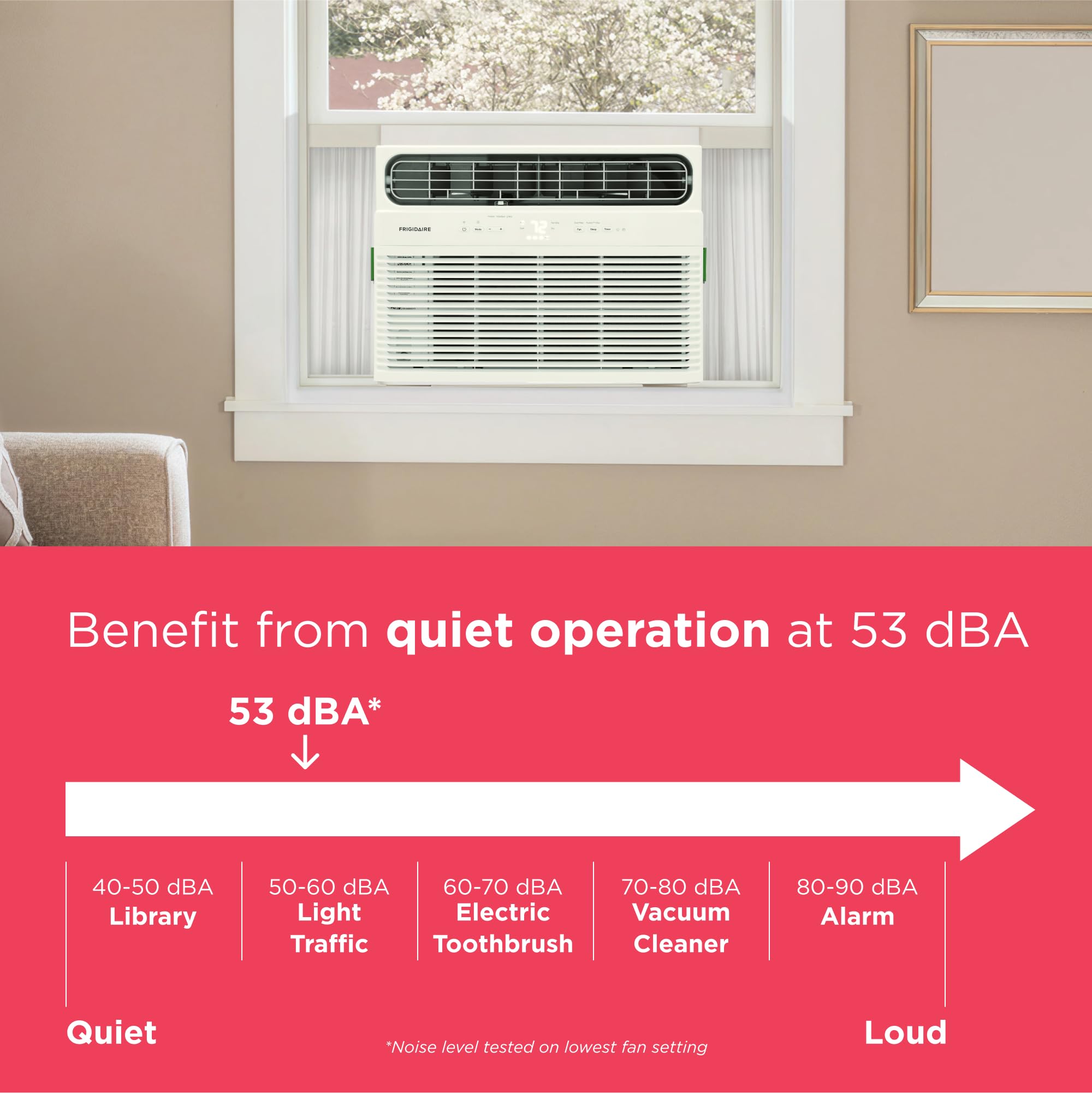 Pillowle 10,000 BTU smart window air conditioner with Wi-Fi, remote, and quiet operation cooling a room up to 450 sq. ft.