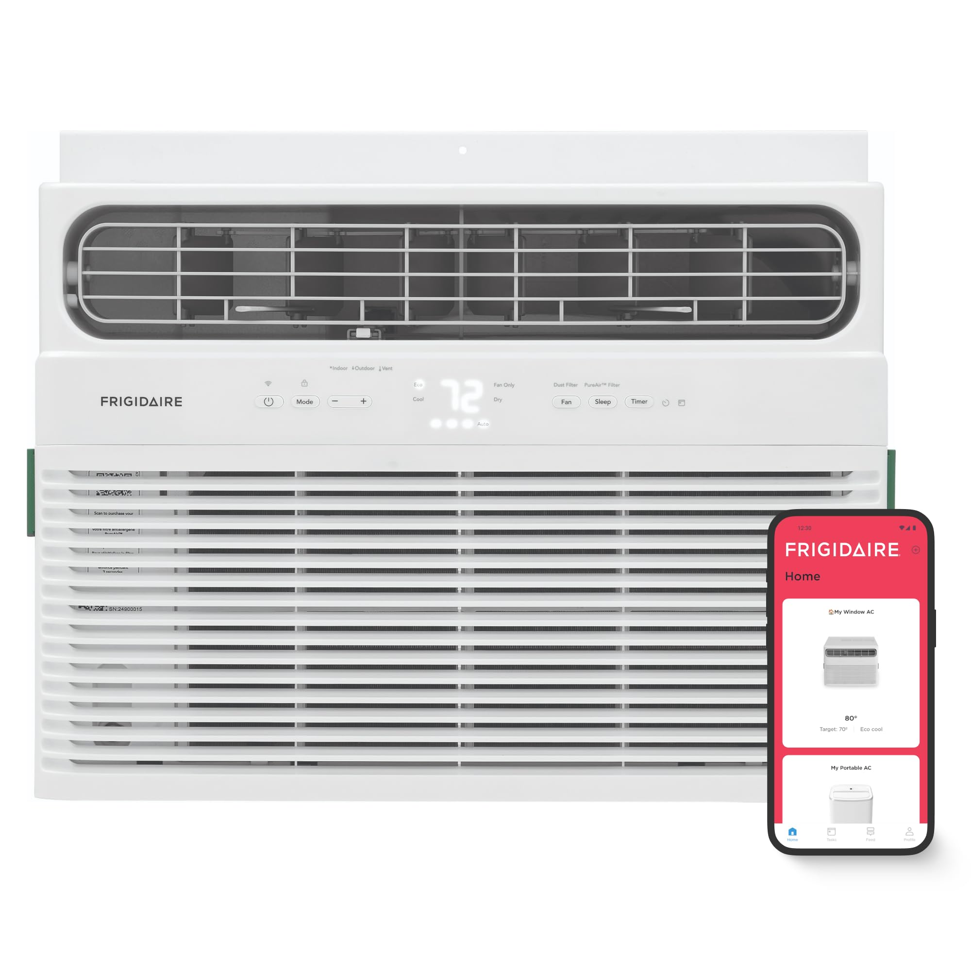 Pillowle 10,000 BTU smart window air conditioner with Wi-Fi, remote control, cooling up to 450 sq ft, quiet operation