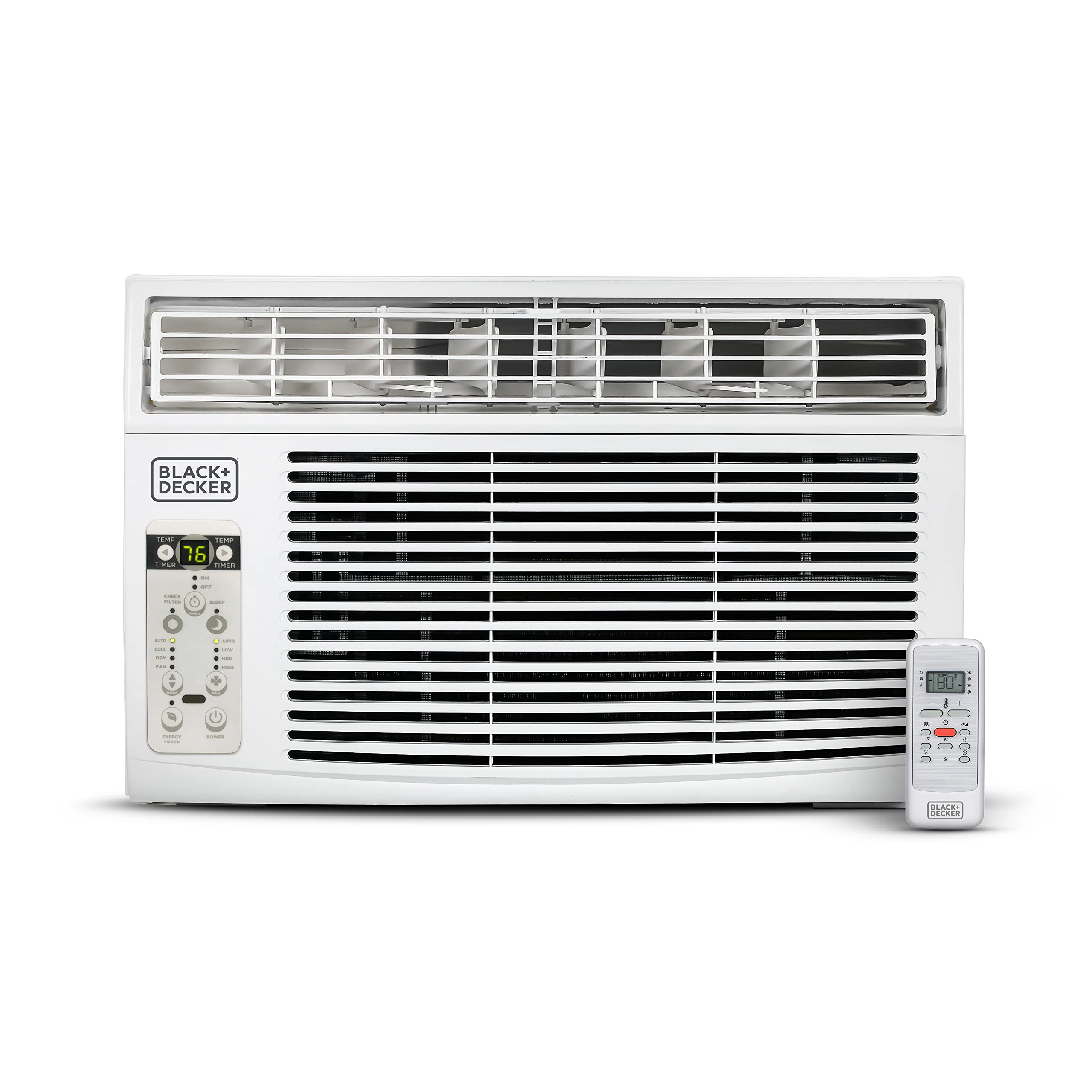 White Pillowle 14300 BTU window air conditioner model BD145WT6 with adjustable vents and digital control panel.