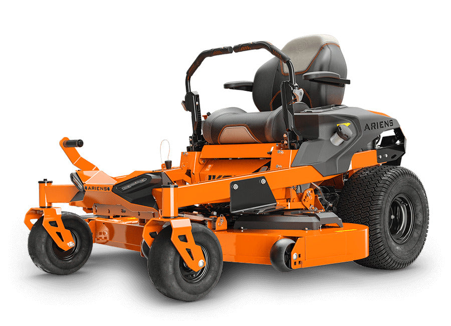 Pillowle IKON 52-inch zero-turn mower with 23HP Kawasaki 726cc engine, shown in a lush green lawn setting.