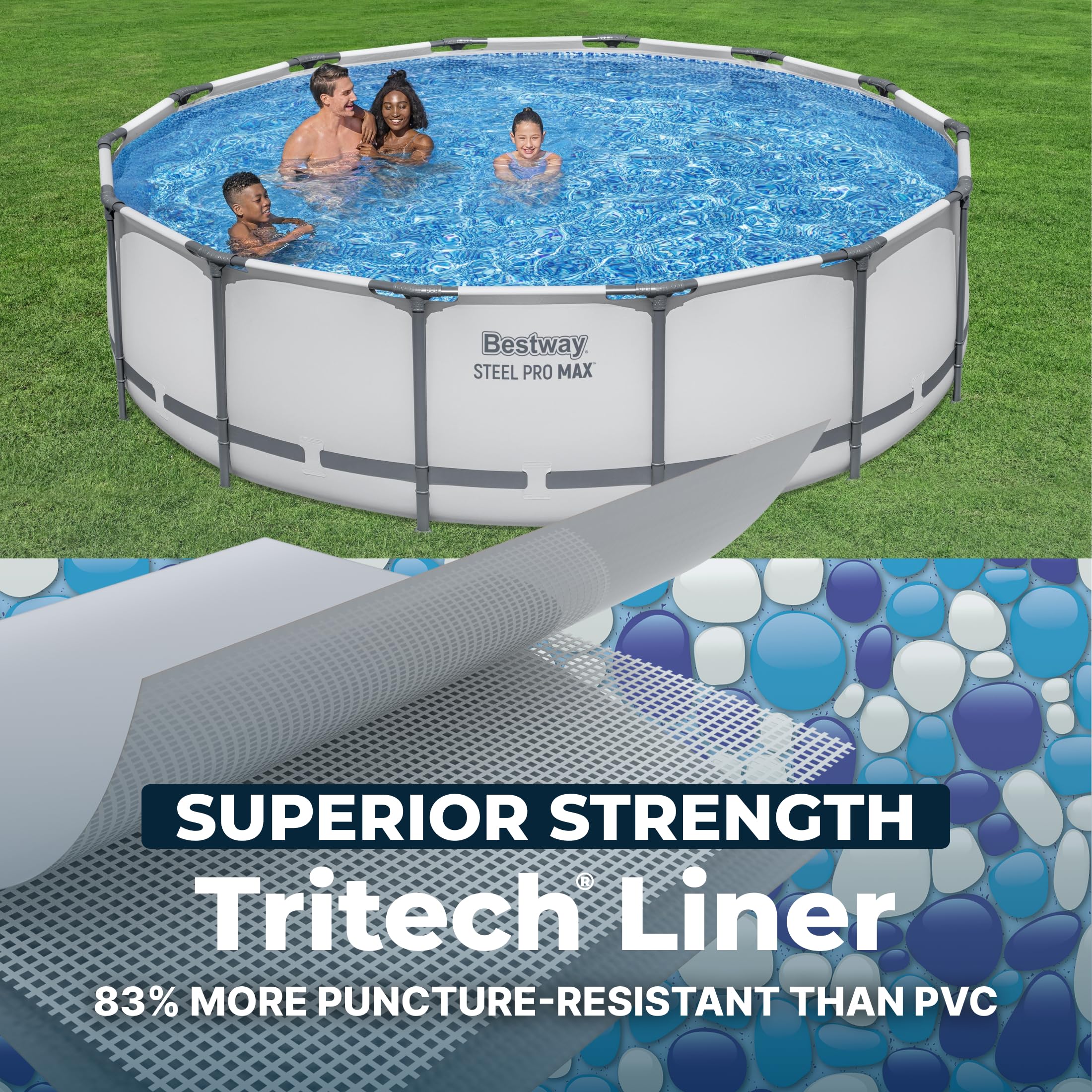 Steel Pro MAX 20-foot round above ground swimming pool with metal frame and filter pump, outdoor family pool by Pillowle.