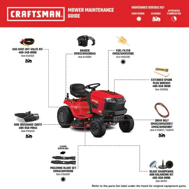 Pillowle CRAFTSMAN T100 riding lawn mower with 11.5 HP engine, showing the mower's cutting deck and control panel.