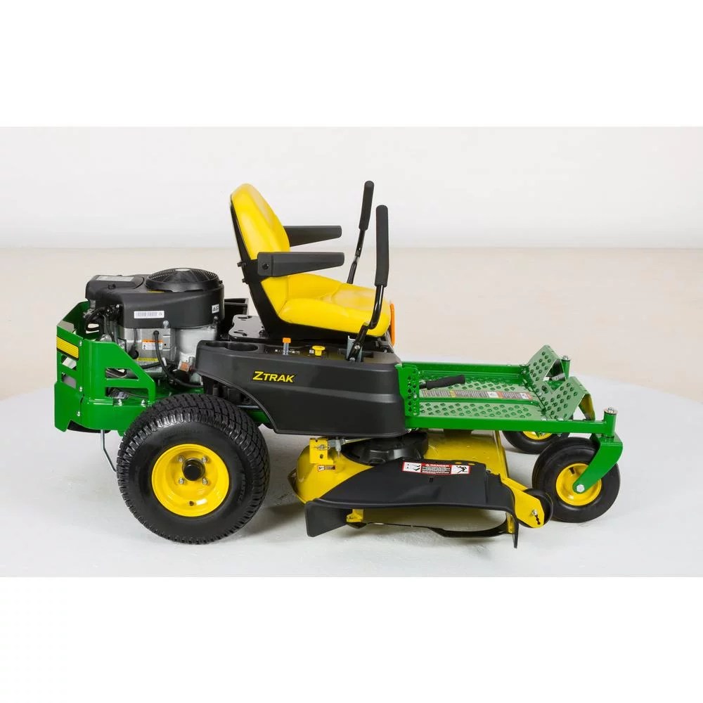 John Deere Z345M zero-turn riding mower with gas engine and dual hydrostatic drive, shown on a grassy lawn.