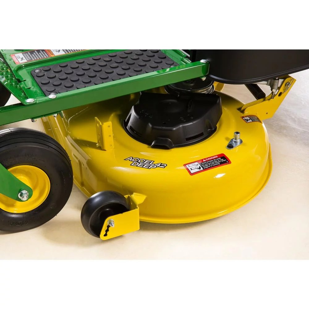 John Deere Z345M gas-powered zero-turn riding mower with dual hydrostatic drive and green and yellow color scheme.