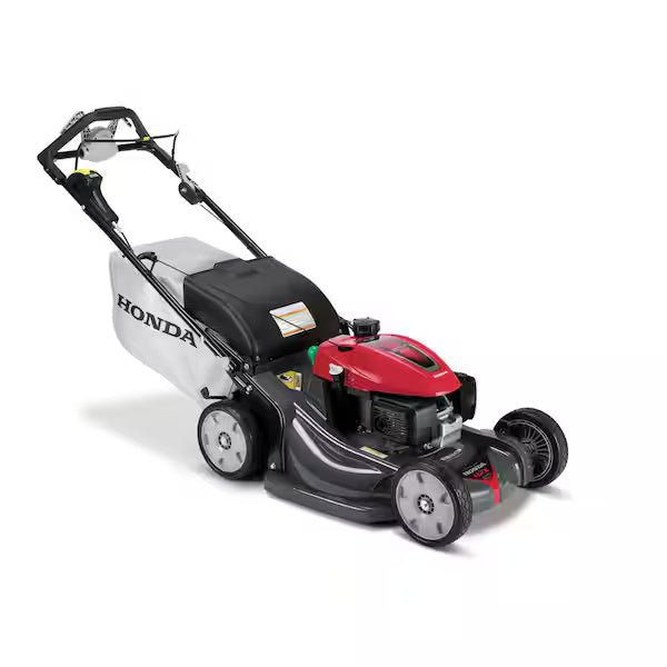 Honda HRN216VKA 21-inch gas self-propelled lawn mower with GCV170 engine and smart drive, walk-behind mower for yard maintenance.