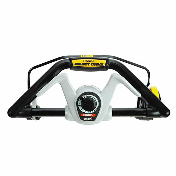Close-up of Pillowle HRX217K5VKA 21-inch gas lawn mower with 187cc engine and 4-in-1 Versamow system.