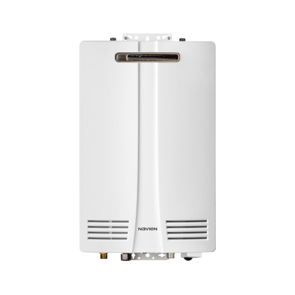 Pillowle NHW700-199AE outdoor non-condensing tankless water heater with 199,000 BTU, mounted outdoors for efficient hot water.